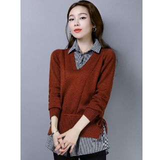 ÁO LEN PHỐI CỔ SƠ MI RÚT EO