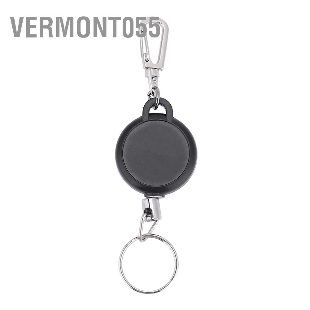 Vermont055 60cm Stainless Steel Wire Rope Retractable Key Chain Stretching Clasp Anti Lose Keyring