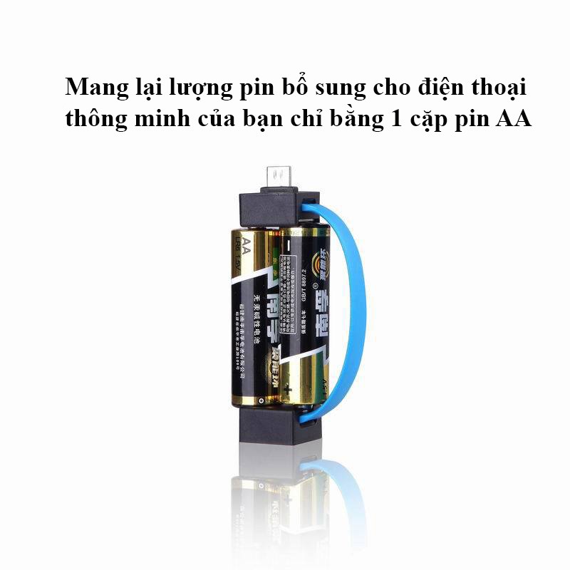 Sạc dự phòng - Bộ sạc dự phòng mini móc khóa - Đầu vào micro usb sạc dự phòng mini pin AA tiện dùng và an toàn