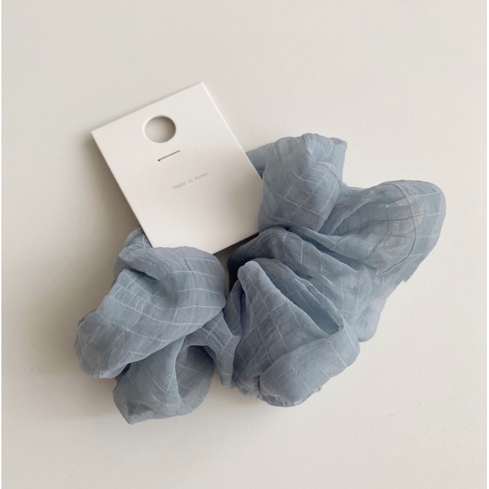 Dây buộc tóc Scrunchies vải mềm kẻ chìm dễ thương HD56