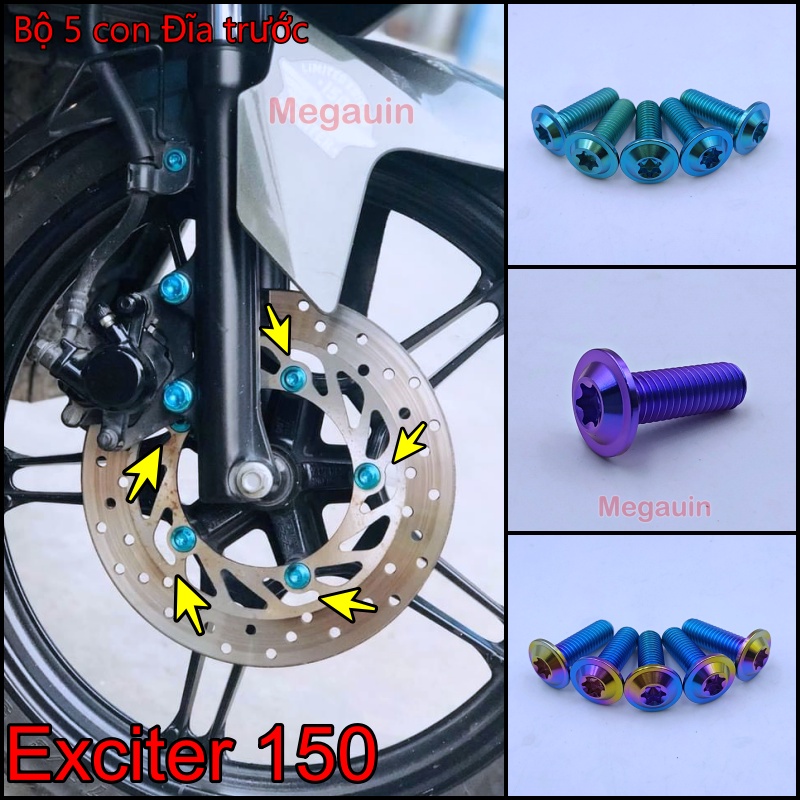 Ốc titan GR5 lắp đĩa thắng, đĩa phanh Trước và Sau xe Exciter 150