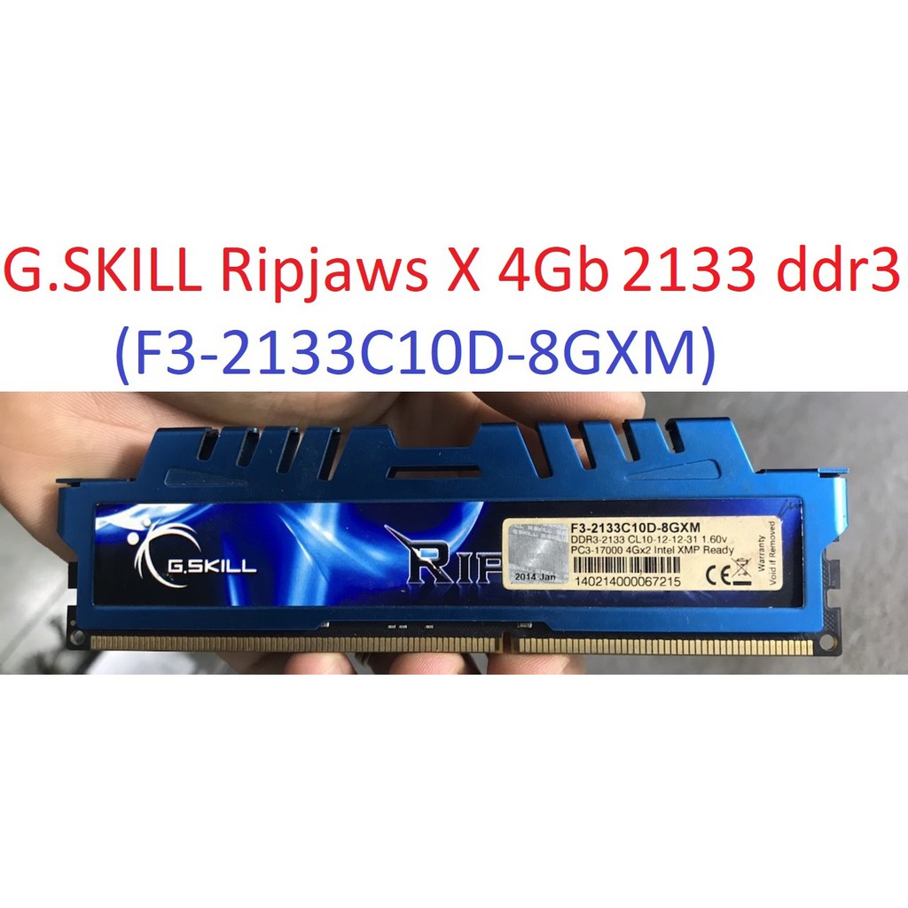 ram cho máy tính bàn GSKILL ddr3 4gb 2133 17000 bus pc3 tản nhiệt xanh decktop PC Ripjaws X G.SKILL