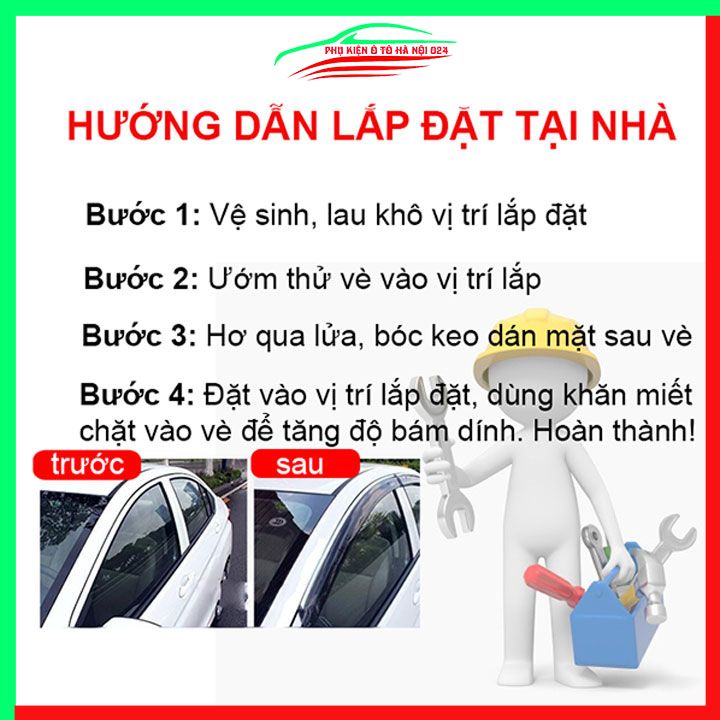 Vè che mưa cho xe ô tô Transit 2016-2021 vè đen bảo vệ trang trí xe