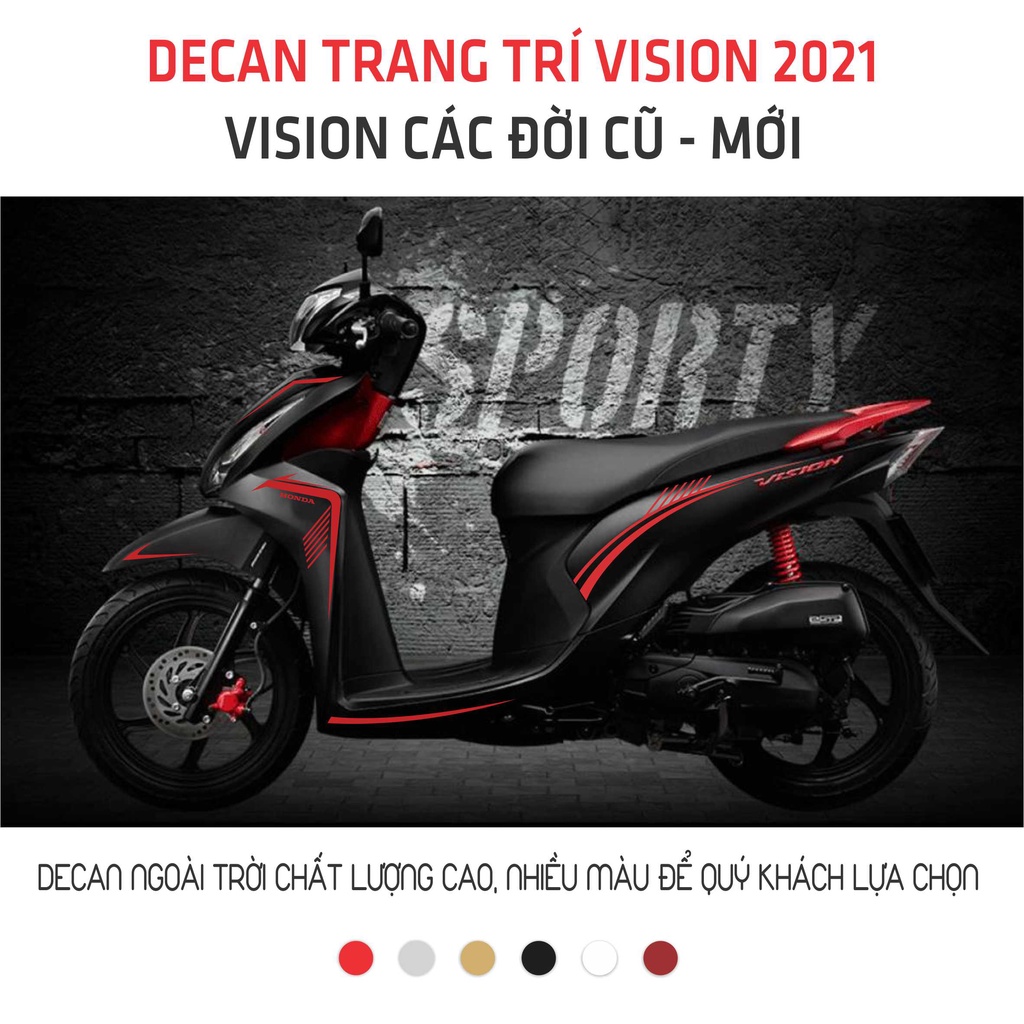 (Chọn Mẫu) Decal dán xe trang trí tem xe Vision nhiều màu mới độc lạ, decan sticker Vision đời cũ và mới nhất 2021