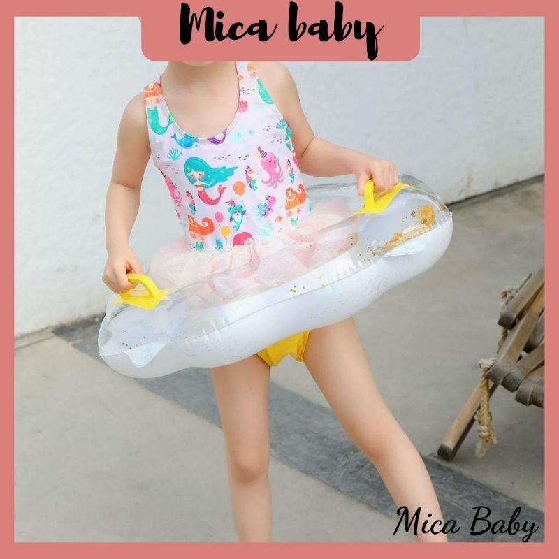 Phao bơi hình bông hoa có ghế lót tay cầm an toàn cho bé Mica baby PB06