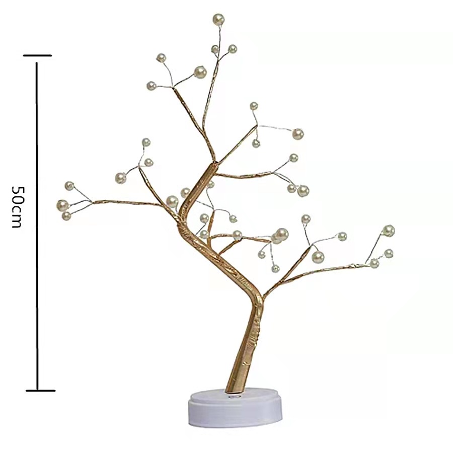 Đèn trang trí để bàn, đèn Led hình cây Vintage decor nội thất phòng ngủ dùng Pin+USB