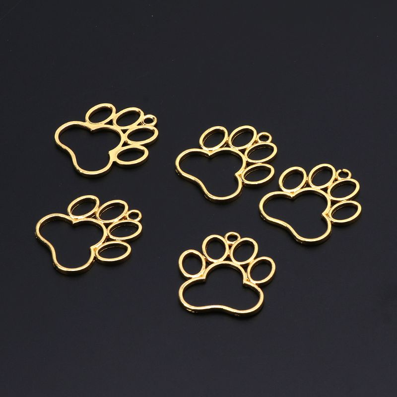 Set 5 Mặt Dây Chuyền Hình Dấu Chân Thú Cưng Xinh Xắn