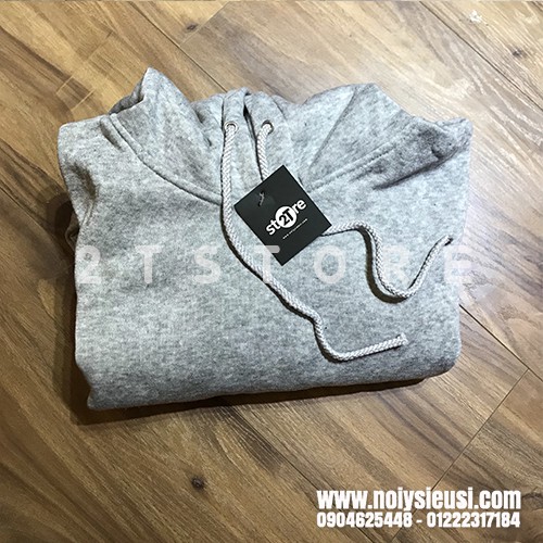 Áo hoodie unisex 2T Store H06 màu xám nhạt - Áo khoác nỉ chui đầu nón 2 lớp dày dặn chất lượng đẹp | BigBuy360 - bigbuy360.vn