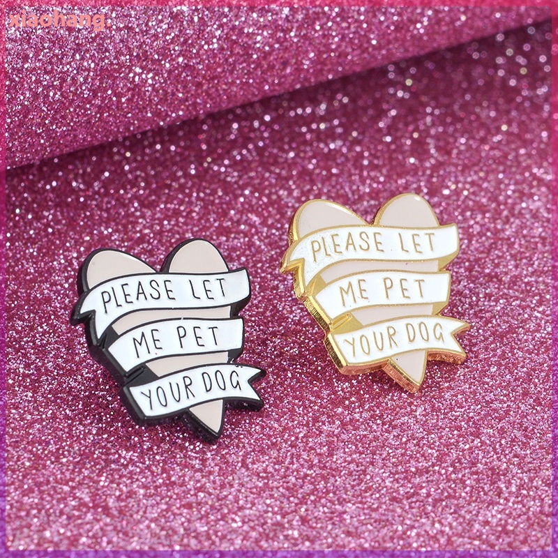 Ghim cài in chữ yêu thương thú cưng dáng trái tim đáng yêu