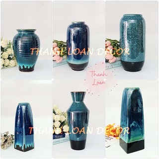 Lọ hoa gốm sứ bát tràng - bình hoa - freeship - men hỏa biến cỡ lớn