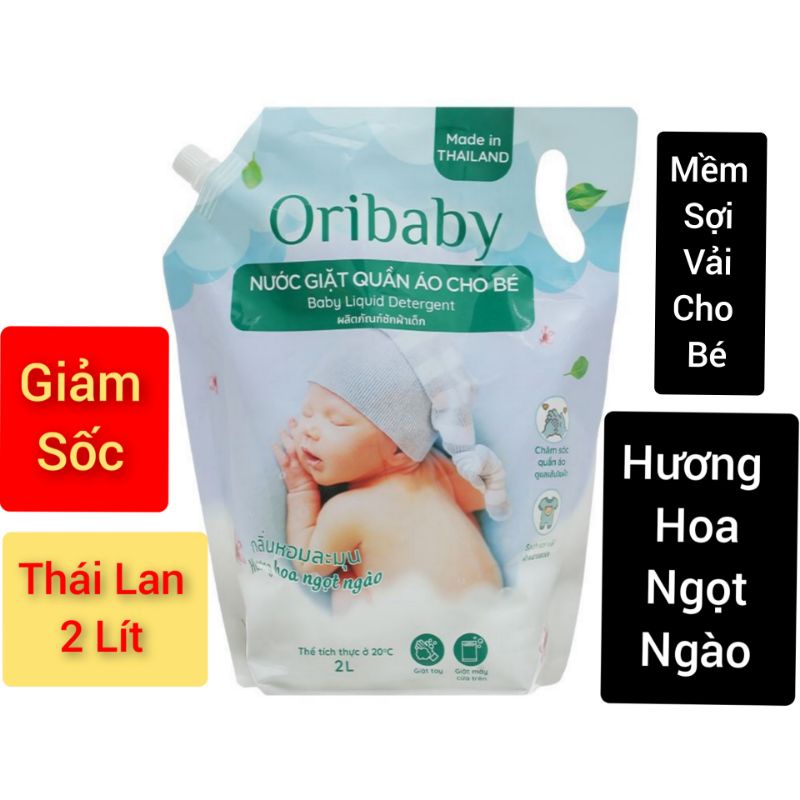Nước giặt cho bé Oribaby hương hoa ngọt ngào túi 2 lít/túi