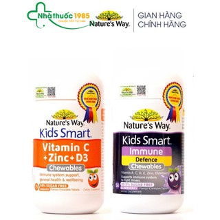 Combo 2 viên nhai cho bé kids smart vitamin c+zinc+d3 và immune defence bổ sung vitamin, tăng cường miễn dịch
