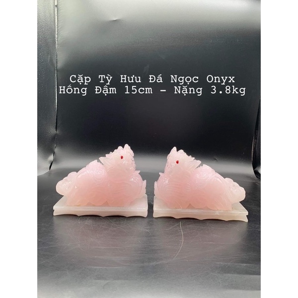 Cặp Tỳ Hưu Đá Ngọc Onyx Hồng Phong Thuỷ