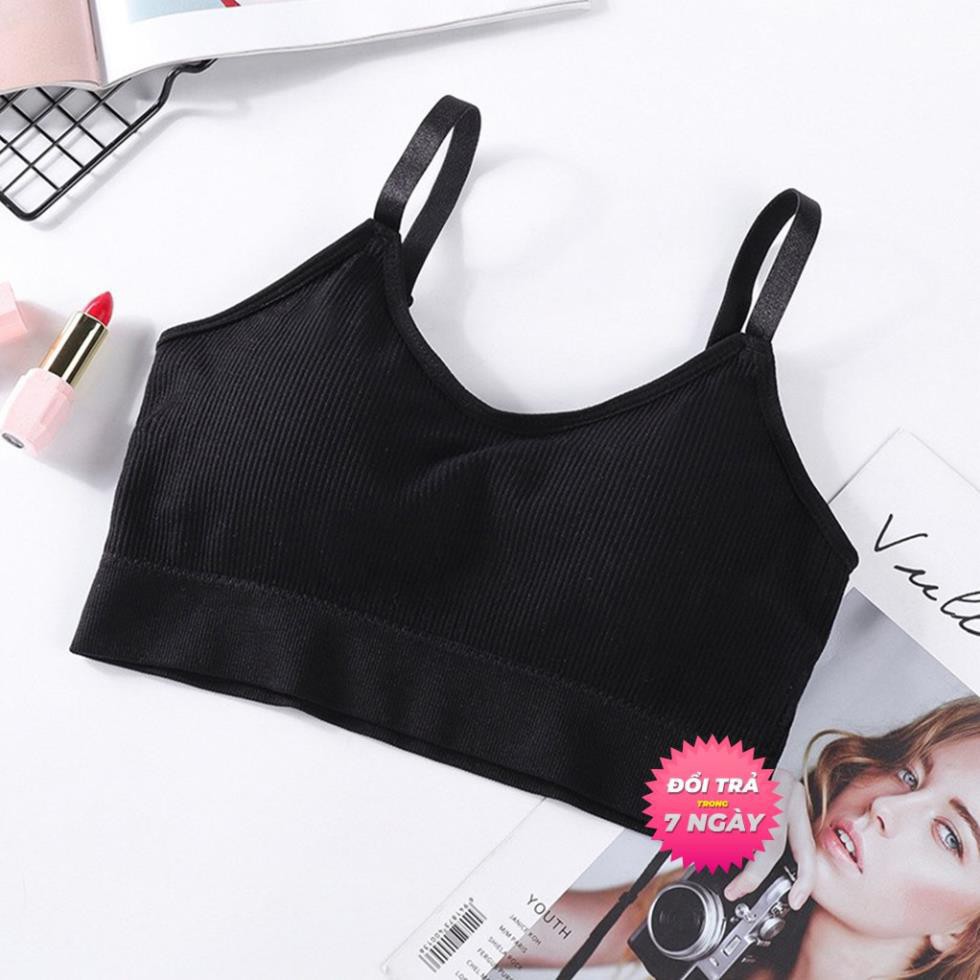 Áo Bra Thể Thao Chất Liệu Cotton Bề Mặt Gân Tăm 2 Dây Mặc Thoải Mái Vừa Vặn Cơ Thể SP0059