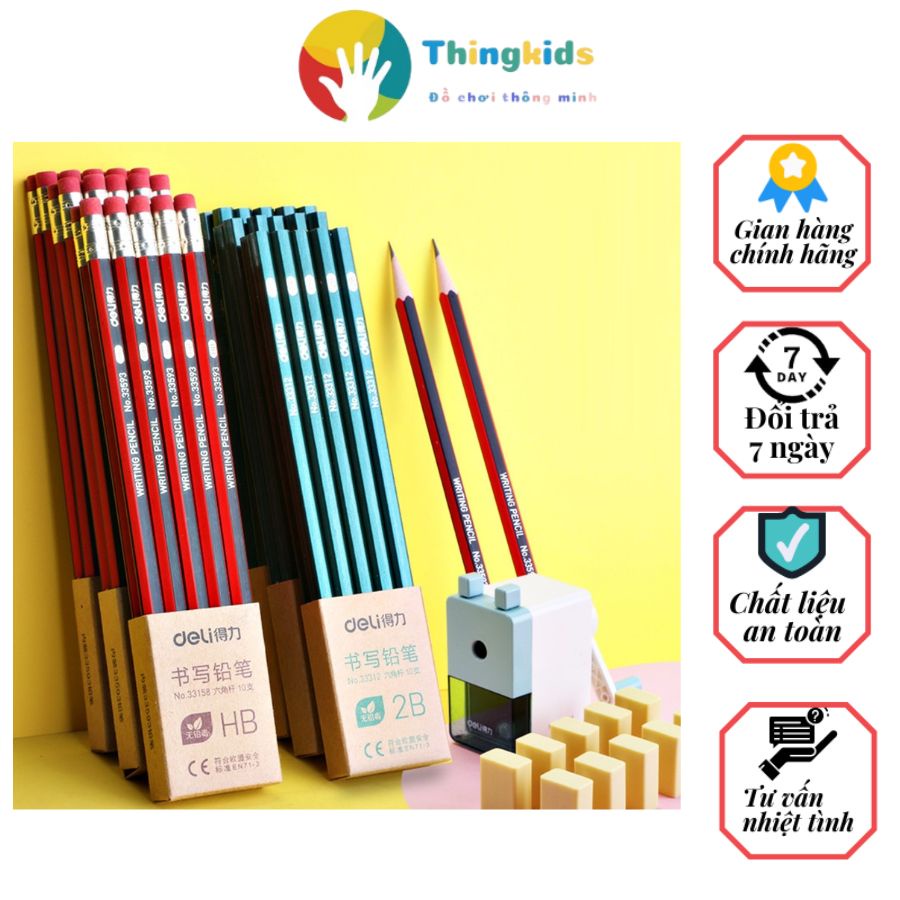 Set 50cây bút chì 2B Deli siêu nét - Thingkids