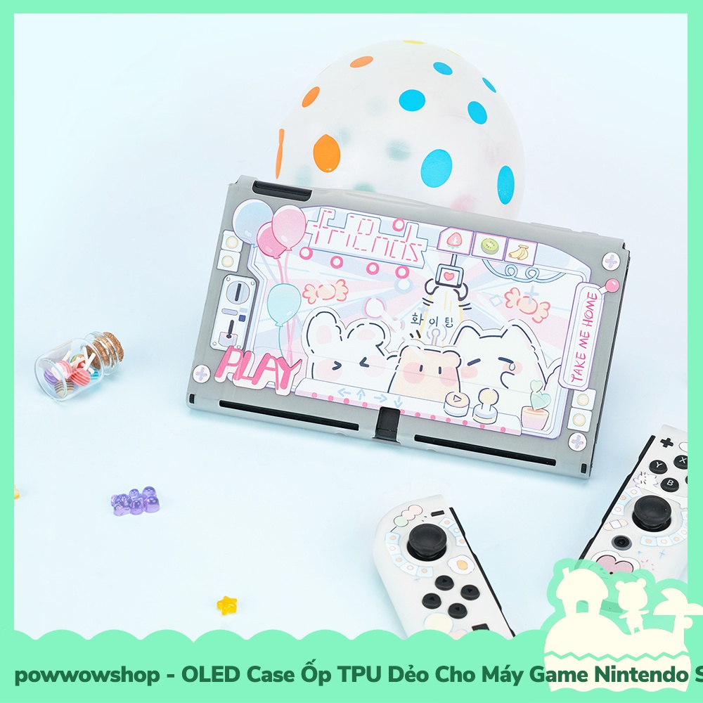 OLED Case Ốp TPU Dẻo Cho Máy Game Nintendo Switch OLED Mẫu Nhân Vật Hoạt Hình Cute Black White Days