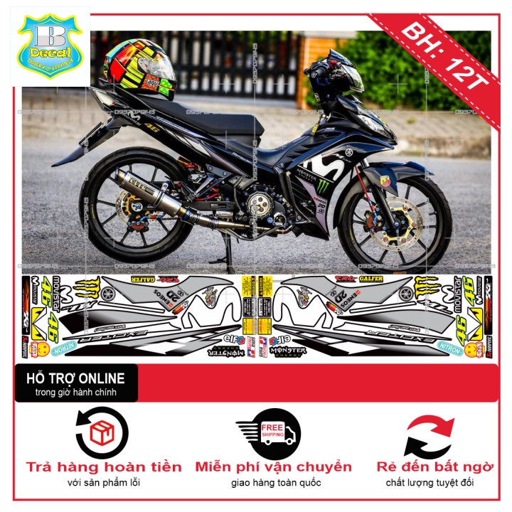 ( Quí khách vui lòng mang ra tiệm cho thợ dán ) Tem EX 2011 MOVISTAR XÁM ĐEN [Bi Decal]