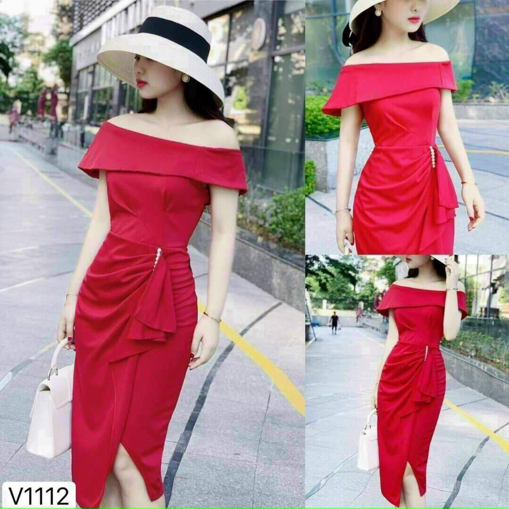 Đầm bẹt vai đính cườm siêu đẹp hot nhất năm đi chơi, dự tiệc, dạo phố đều hợp fashiuonzero-65005