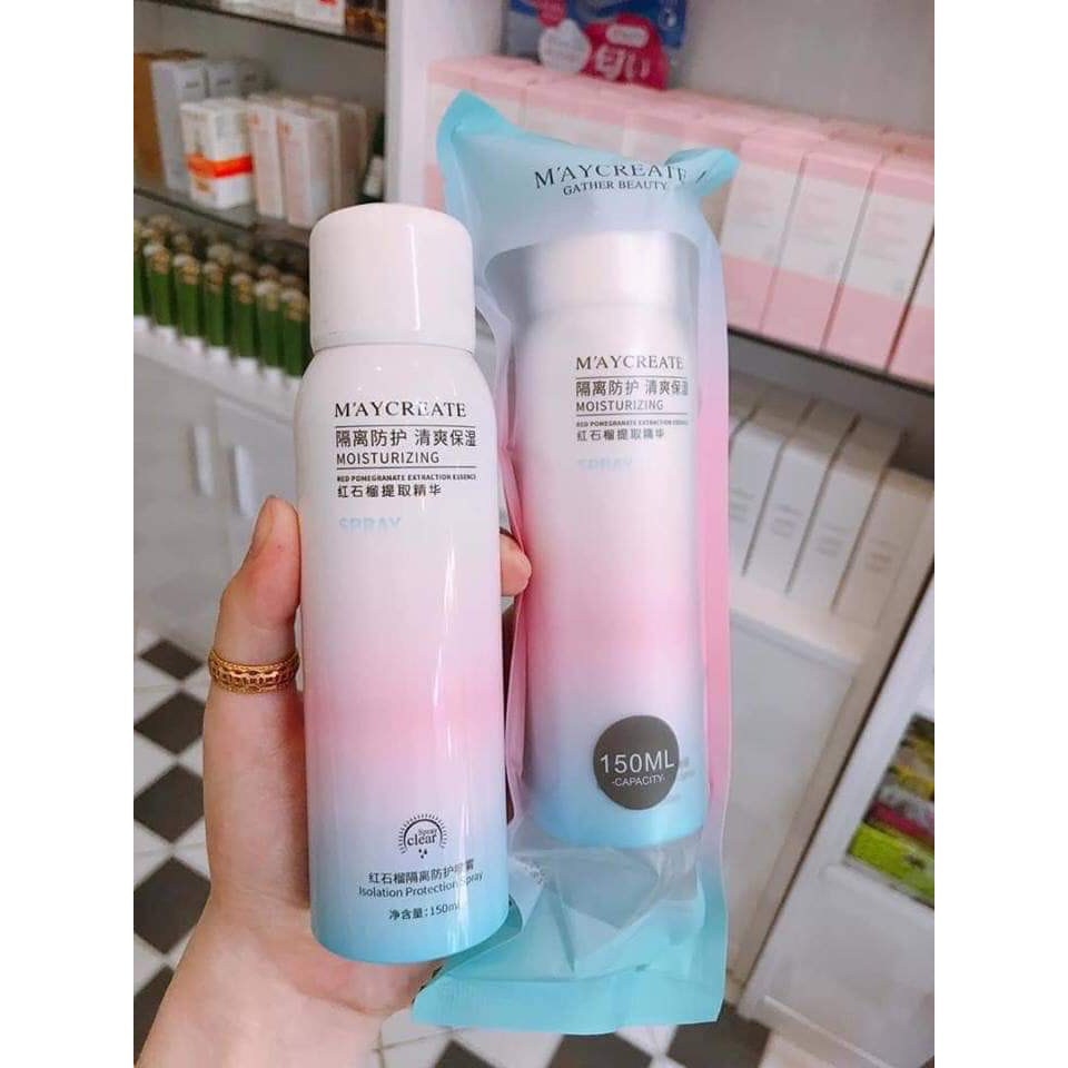 Xịt Chống Nắng Trắng Da Maycreate Moisturizing Spray 150ml💕FREE SHIP💕