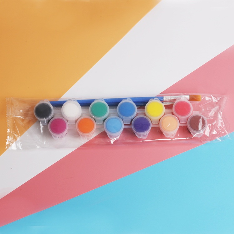 Bộ 12 Màu Vẽ Acrylic 5ML Kèm 2 Cọ Vẽ - Màu Acrylic Mini Vẽ Áo, Tô Tượng, Vẽ 3D, Giày, Thủy Tinh, Gỗ