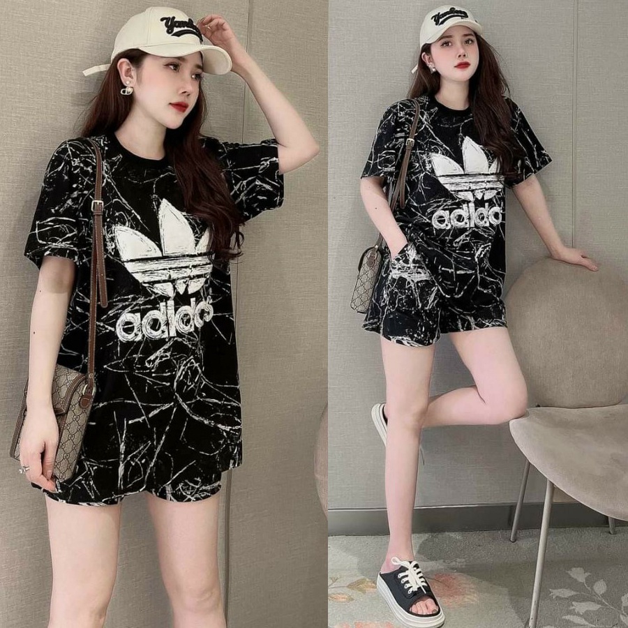 Đồ bộ đùi thun lạnh loang màu in 3D họa tiết MS02