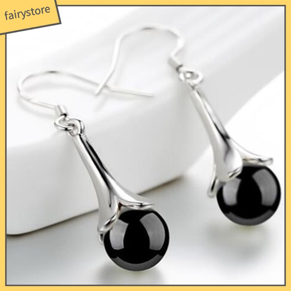 Đôi Khuyên Tai Đính Đá Opal Giả Dáng Dài Phong Cách Thanh Lịch Cho Phụ Nữ