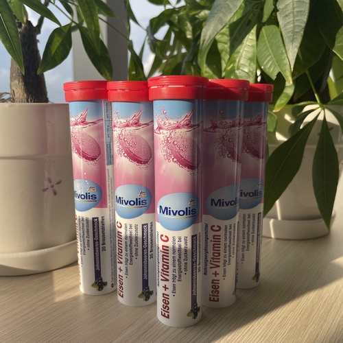 Viên sủi bổ sung Sắt Vitamin C Mivolis Eisen + Vitamin C ống 20 viên Nội Địa Đức