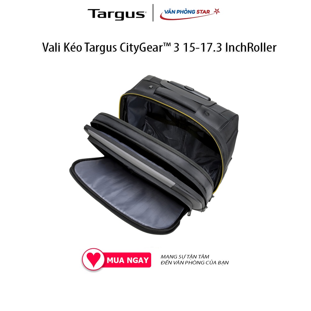 Vali Kéo Targus CityGear™ 3 15-17.3 Inch Roller Laptop Case TCG717GL-80 vừa 15-17,3 ”có thêm túi đựng máy tính