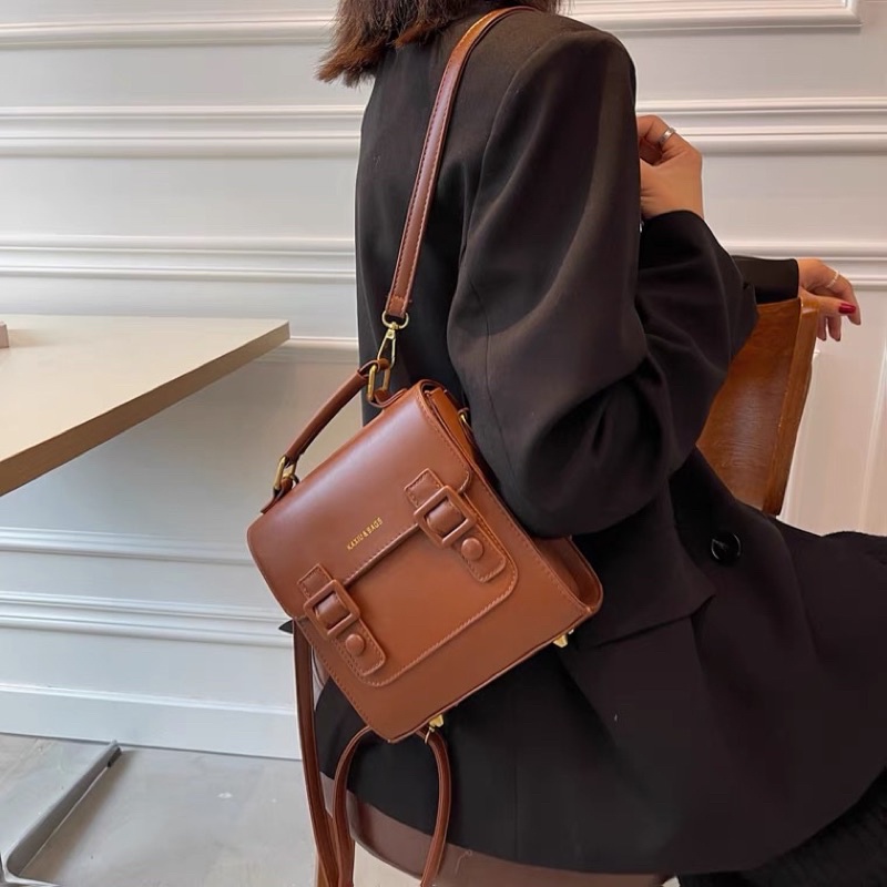 Balo mini thời trang nữ - balo da pu dáng vuông vintage cá tính - đeo chéo xách tay