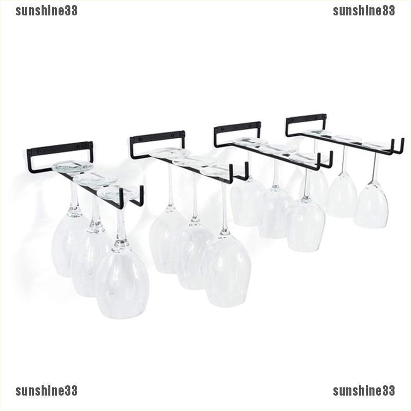 Giá treo ly rượu gắn tường bằng sắt màu đen 30 cm