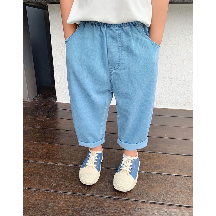 [Babycat] Hàng Có Sẵn Quần Jean Dài Đến Mắt Cá Chân Bằng Lụa Lạnh Mỏng Phong Cách Nhật Hàn Nhật Bản Thời Trang Mùa Hè Chống Muỗi Cho Bé Trai