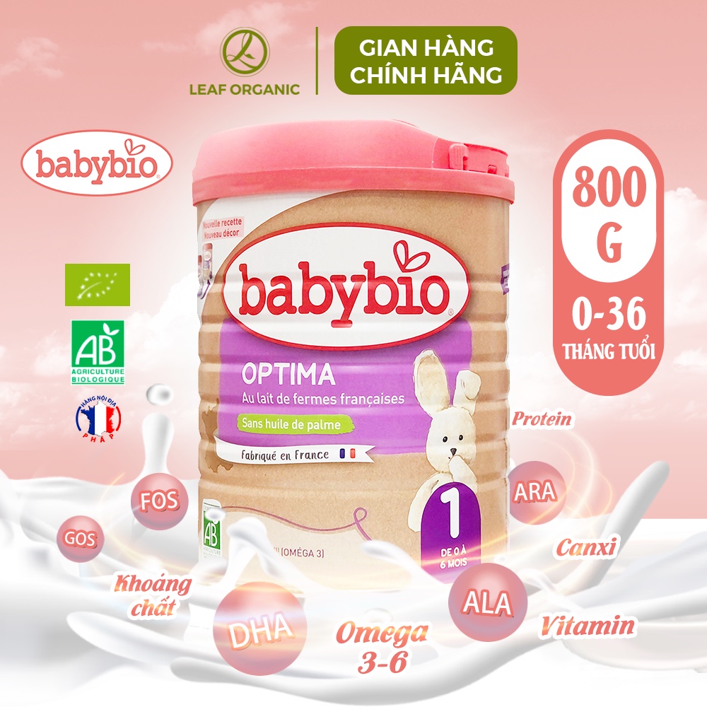 Sữa bò hữu cơ Babybio số 1 dòng Optima bổ sung lợi khuẩn 800g (0 - 6 tháng)