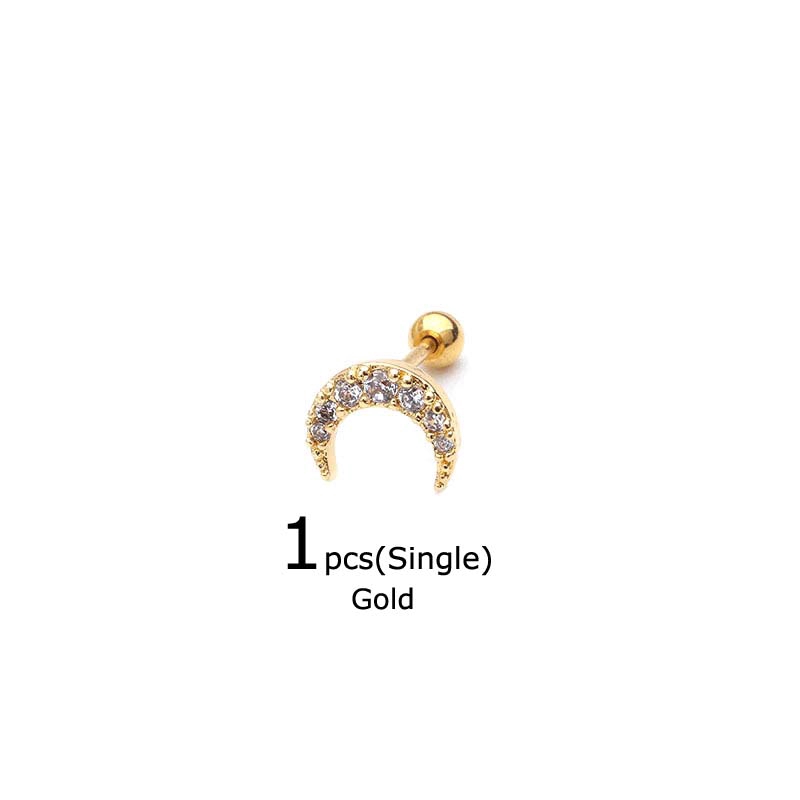 1 Khuyên Tai Hình Mặt Trăng Nhỏ Dài 6mm 20g