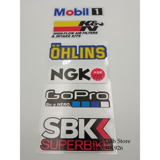 Bộ 6 Logo Sticker Tem dán, Decal dán xe nhiều loại Mobil1 K&N (69)