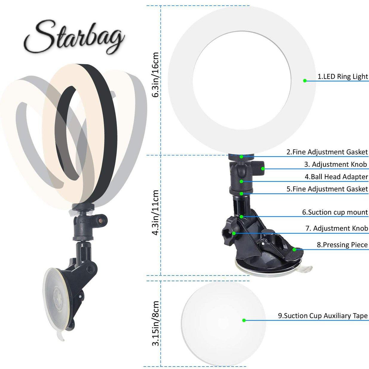 [star]Wire-controlled Suction Cup Beauty Light Video Conference Fill Light Computer