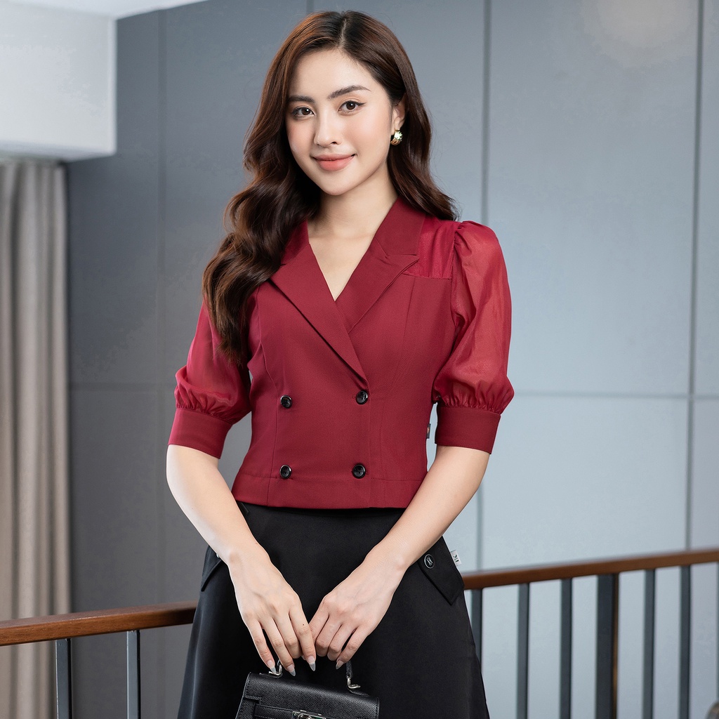 Áo Sơ Mi Nữ Cổ Vest Thời Trang Công Sở UK Fashion Phong Cách Hàn Quốc Chất Vải Mềm Mại, Thoáng Mát NKSM2112016