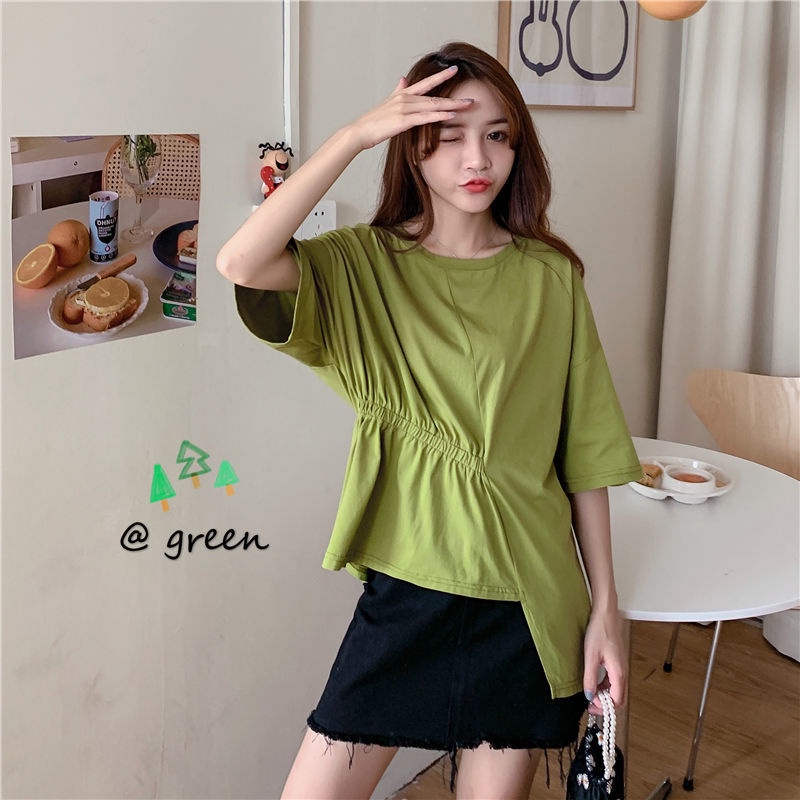 Áo Thun Ngắn Tay Màu Trơn Thời Trang Xuân Hè Trẻ Trung