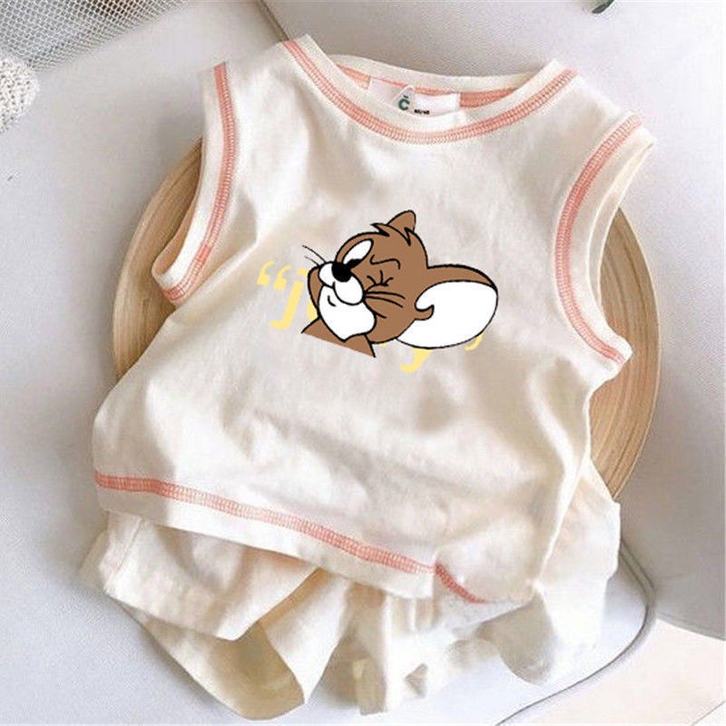 Bộ Đồ Thể Thao Áo Thun Tay Ngắn Phối Quần Short Vải Cotton Màu Trơn Kiểu Phương Tây Thời Trang Mùa Hè Hàng Mới Dành Cho Bé Trai Gái 2022