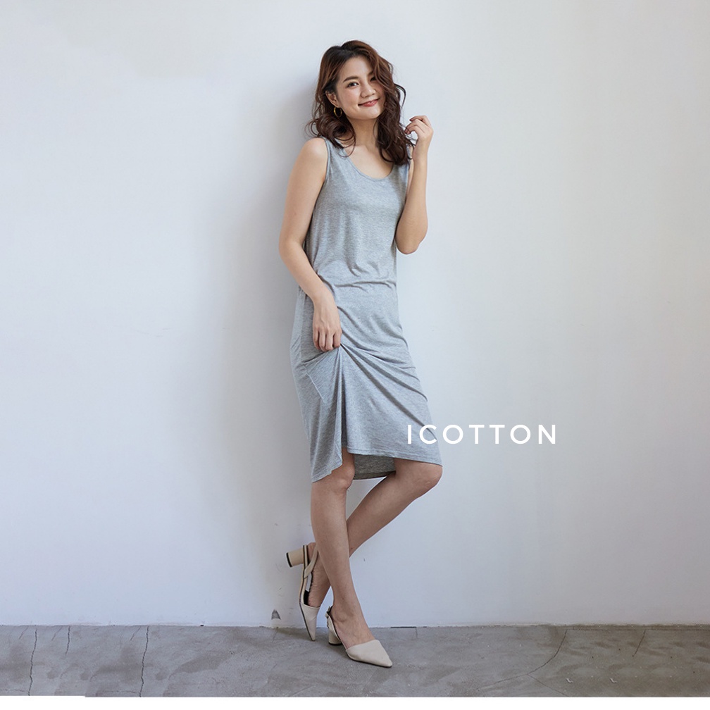 Váy nữ ❤️iCotton❤️ váy ngủ ba lỗ dáng xuông nhiều màu chất liệu mềm mát mặc nhà