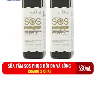 (Hỏa tốc) 2 chai Sữa tắm SOS cho chó mèo giúp Phục hồi da, lông chai 530ml màu đen chính hãng