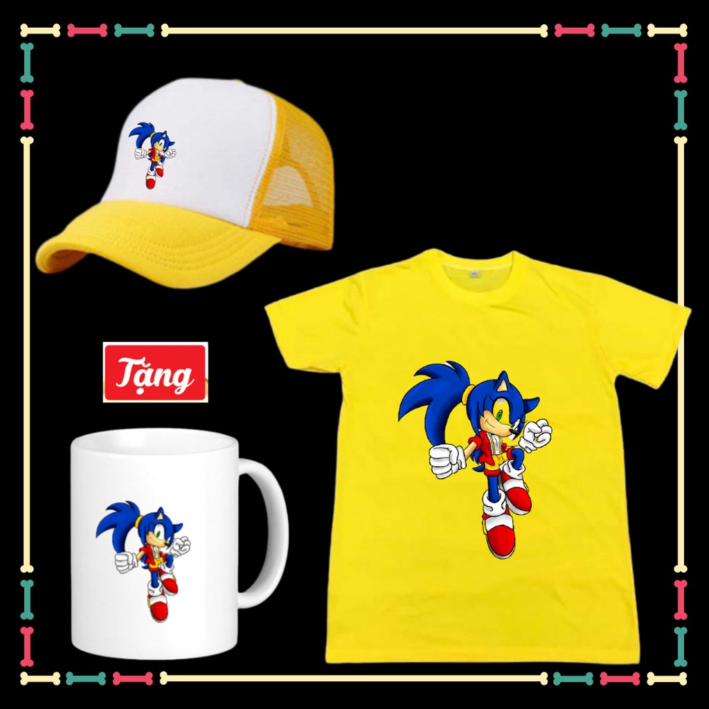 Tặng Ly Sứ Sonic Combo mũ Áo Sonic dễ thương cho trẻ em