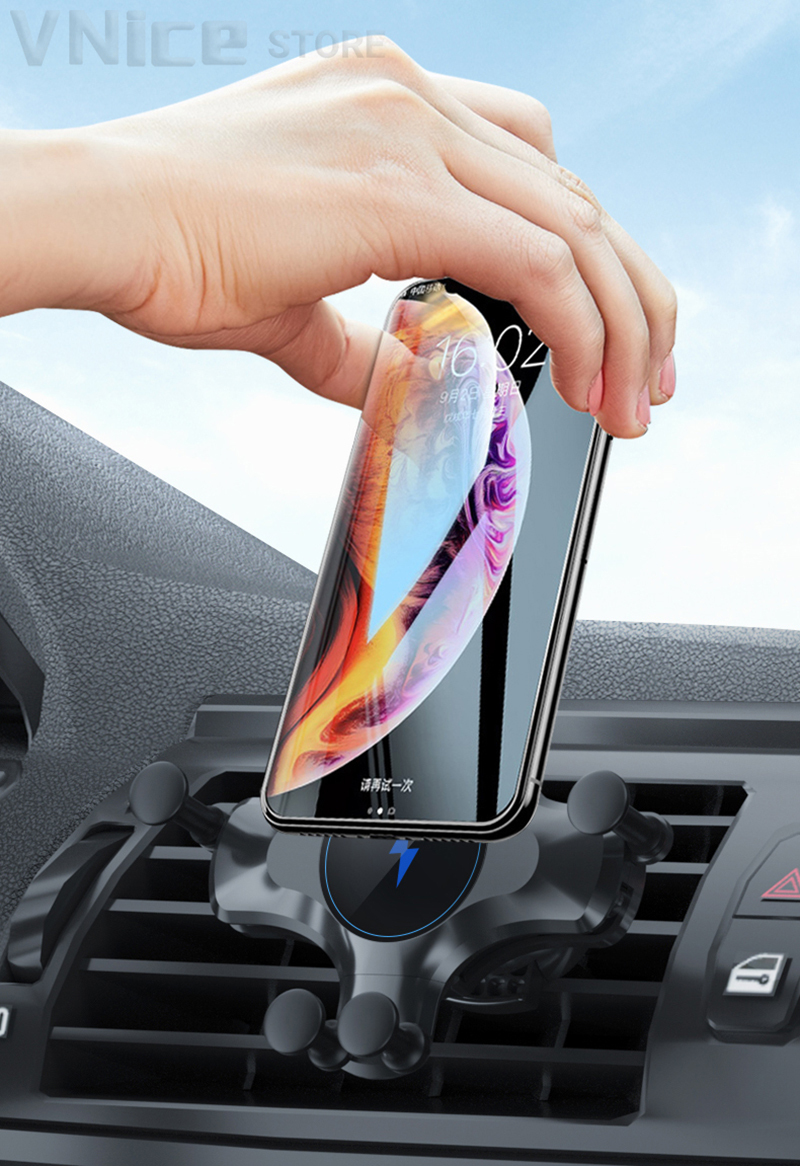 sạc không dây 10W Car Wireless Charger For iPhone 12 11 Pro Max XS XR X Car Gravity Mount For Samsung S21 Note 20 Ultra Charge Phone Holder