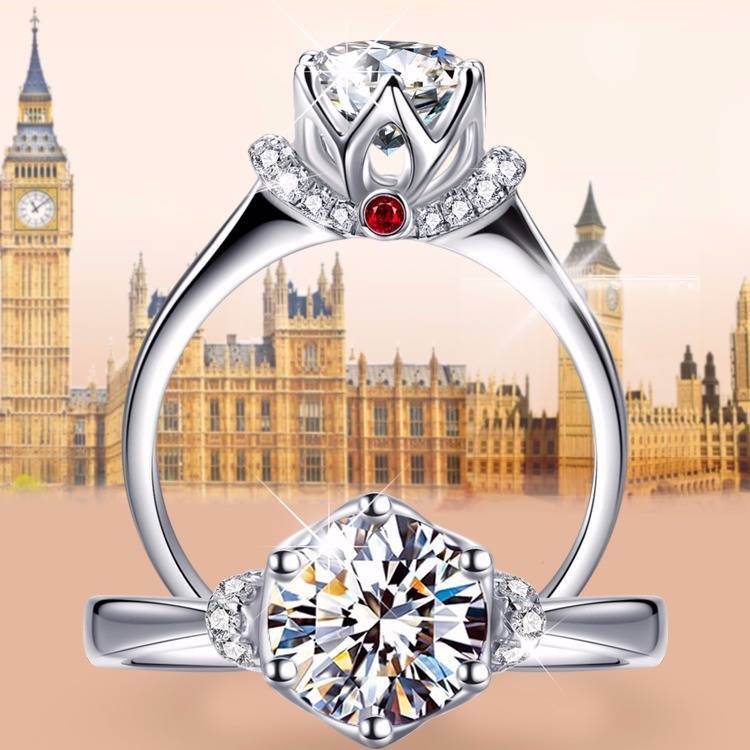 Nhẫn Đeo Tay + 1 Nhẫn Xi Mạ Bạc 925 Đính Đá Moissanite