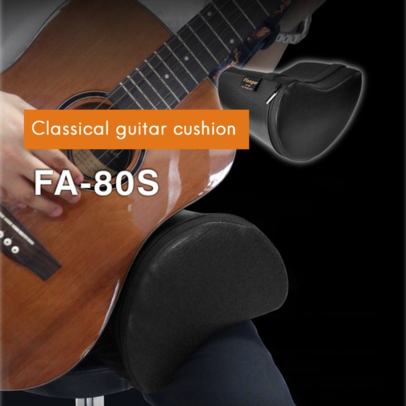 Flanger Guitar Cushion Leather Cover Built-in Sponge Soft Durable for Classical Acoustic Electric Guitar-Black