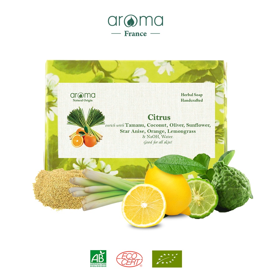 [ AROMA ] Xà Phòng Thủ Công Sả Cam - Citrus Handcrafted Soap 100gr