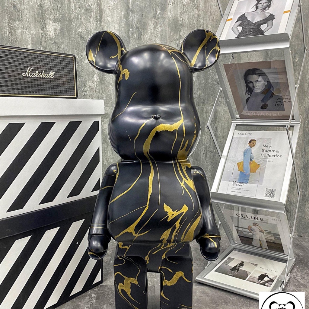Bearbrick , gấu bearbrick sz 50cm, mẫu đen trắng loang vân chất liệu thạch cao - Chin Official Store