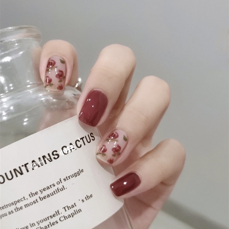 Set 24 móng giả D309 dáng móng dài ( Tặng kèm keo và dũa )