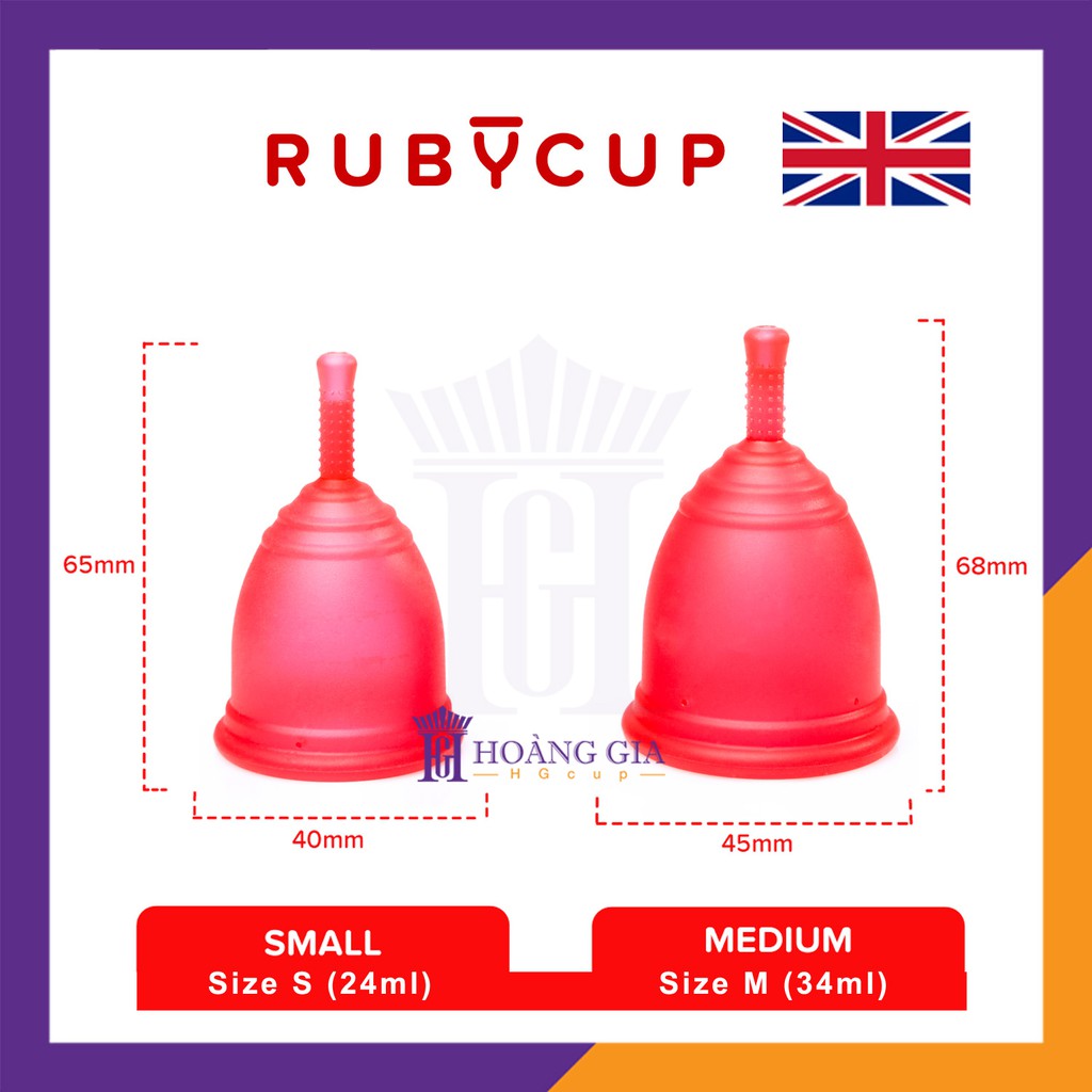 Cốc nguyệt san Ruby cup cao cấp (nhiều màu) - HÀNG CHÍNH HÃNG NK Anh + TẶNG Hộp Giấy Lau Tiệt Trùng Cốc Nguyệt San