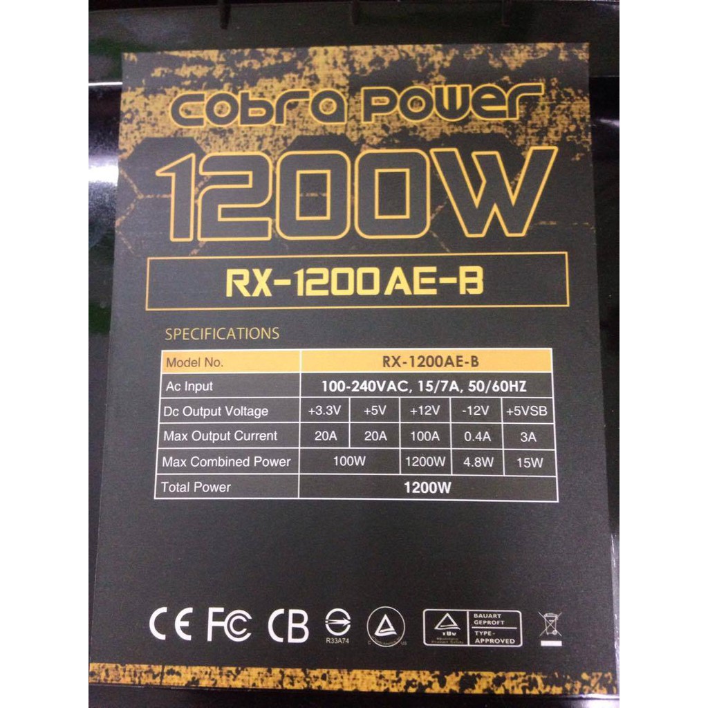 Nguồn máy tính Raidmax Cobra Power 1200W, Chuẩn 80 Plus, Còn bảo hành đến năm 2020 20