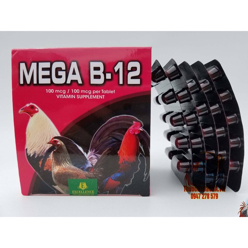 Mega B12 (1 Hộp 100 Viên) Thuốc Nuôi Gà Chế Độ Đá ❌Tăng Bo Khung❌